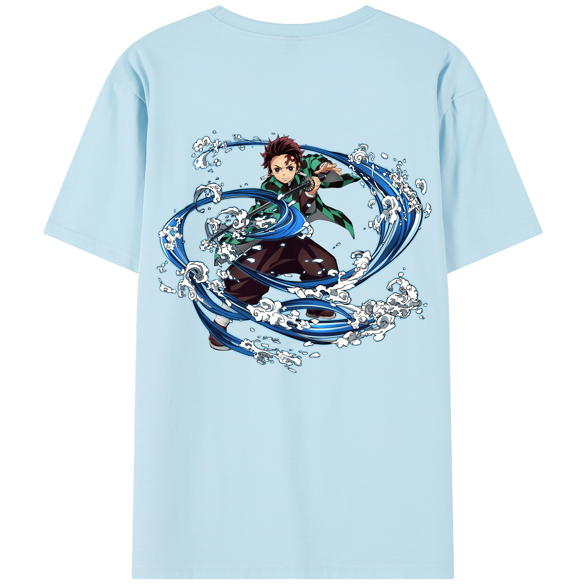 （画像用） 鬼滅の刃 竈門 炭治郎／かまど たんじろう Kamado Tanjirou 綿100％半袖Tシャツ（背面プリント）